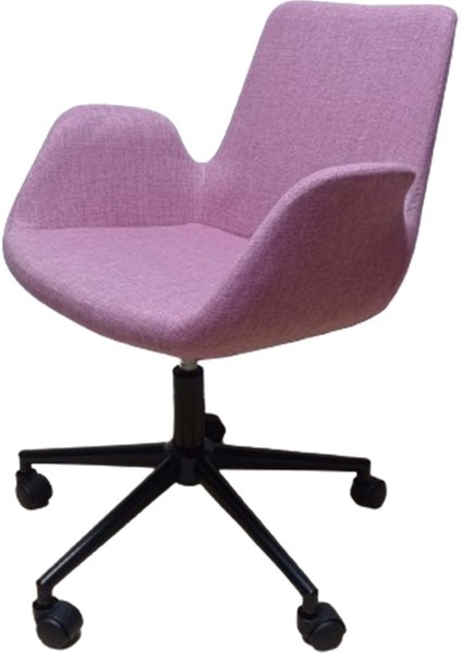 Büro Koltuğu Ofis Sandalyesi Pembe Renk Keten Kumaş Metal Ayaklı indirimleri