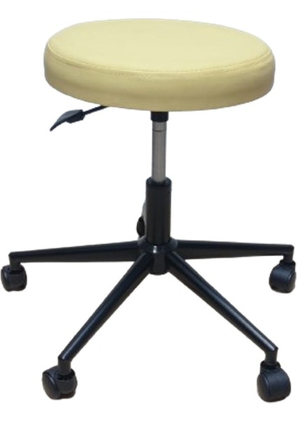 Krom Yıldız Ayaklı Hekim Taburesi Sarı Outdoor Kumaş