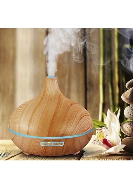 500ml Elektrikli Aroma Uçucu Yağ Difüzör Hava Nemlendirici Kumandalı Led Lamba Buhar Yayıcı Makinesi