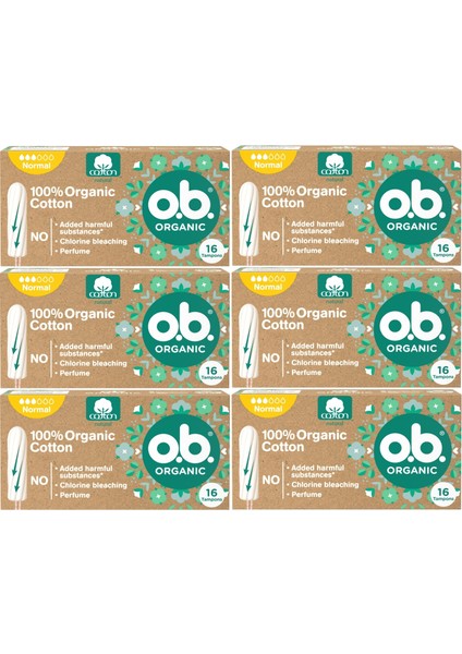 Organic Normal Tampon 96 Lı Set (6pk*16)