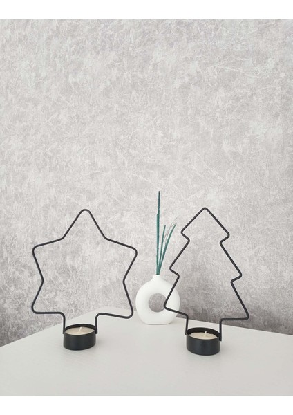 Siyah Yıldız, Siyah Çam, Mumluk, Ev Mumluk, Dekoratif Mumluk, Tealight Mumluk, Yılbaşı Süsü fiyatları