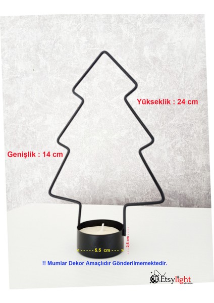 Siyah Yıldız, Siyah Çam, Mumluk, Ev Mumluk, Dekoratif Mumluk, Tealight Mumluk, Yılbaşı Süsü fırsatları