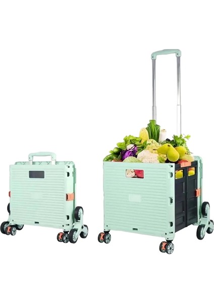 Katlanır 55LT Merdiven Çıkabilen Portatif Çok Fonksiyonlu Yük Paket Taşıma Pazar El Arabası 90KG