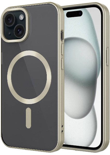 Apple Iphone 15 Kılıf Renkli Kenarlı Magsafeli Arkası Mat Setro Silikon