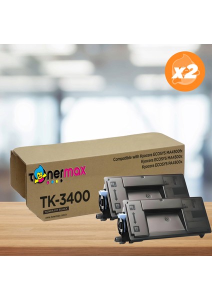 Kyocera TK-3400 Muadil Toner 2'li Avantaj Paket / Ecosys MA4500FX / Ecosys MA4500X / PA4500X