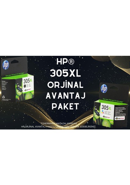 Envy 6022 Orjinal Kartuş / Hp 305XL Avantaj Paket Siyah ve Renkli Kartuş