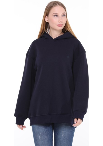 Pamuklu Kapüşonlu 3 Iplik Şardonlu Kalın Oversize Sweatshirt