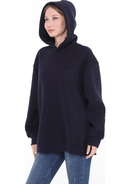 Pamuklu Kapüşonlu 3 Iplik Şardonlu Kalın Oversize Sweatshirt