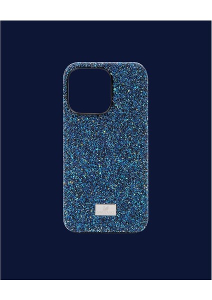 Mavi Ince Taşlı Telefon Kılıfı - DK024 - iPhone 15