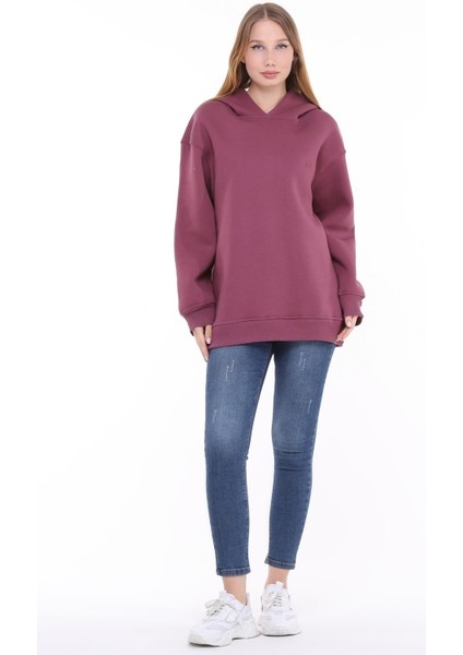 Pamuklu Kapüşonlu 3 Iplik Şardonlu Kalın Oversize Sweatshirt fiyatları