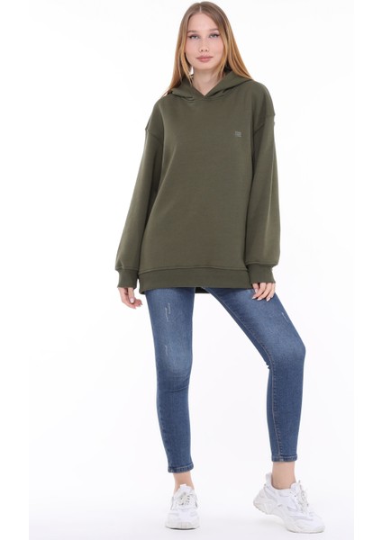 Pamuklu Kapüşonlu 3 Iplik Şardonlu Kalın Oversize Sweatshirt