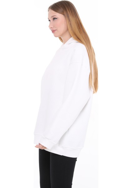 Pamuklu Kapüşonlu 3 Iplik Şardonlu Kalın Oversize Sweatshirt