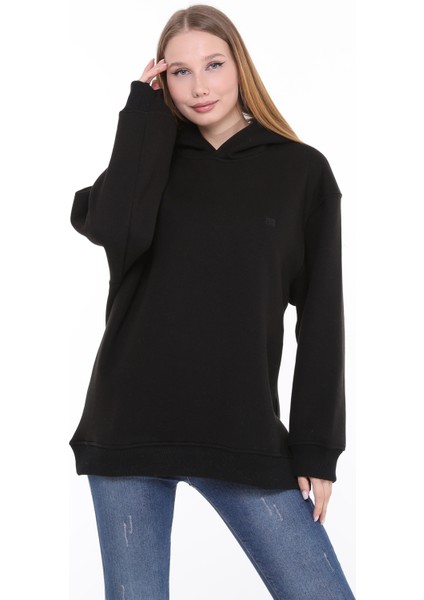 Pamuklu Kapüşonlu 3 Iplik Şardonlu Kalın Oversize Sweatshirt