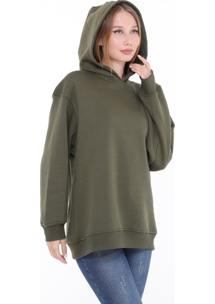 Pamuklu Kapüşonlu 3 Iplik Şardonlu Kalın Oversize Sweatshirt modelleri