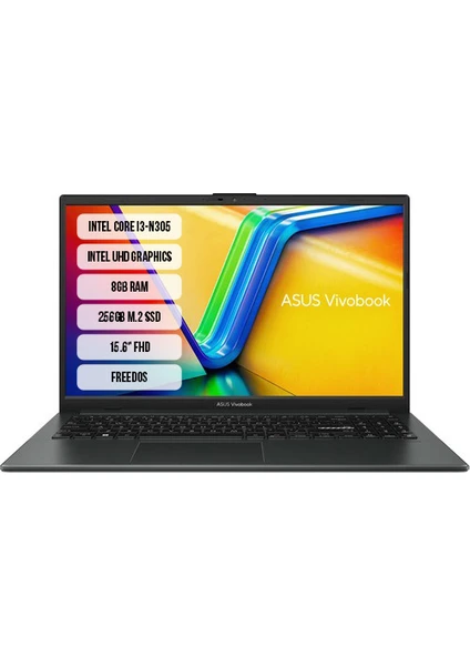 VivoBook Go 15 E1504GA-NJ251 Intel Core i3-N305 8GB 256GB SSD 15.6" Freedos Taşınabilir Bilgisayar