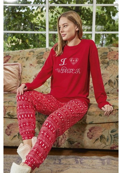 Kadın Pijama Takımı Uzun Kollu Termal Özellikli