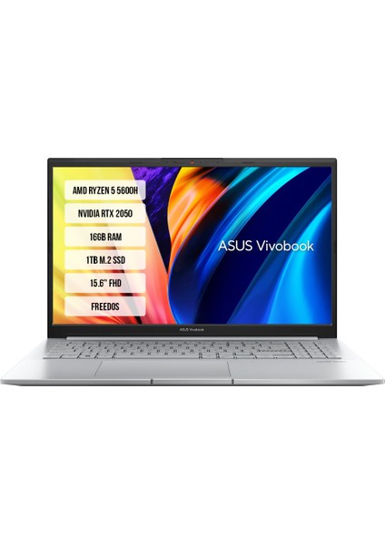 Vivobook M6500QF-OF061-01 R5-5600H 16GB 1tb SSD RTX2050-4GB 15.6" 144Hz Freedos Dizüstü Bilgisayar