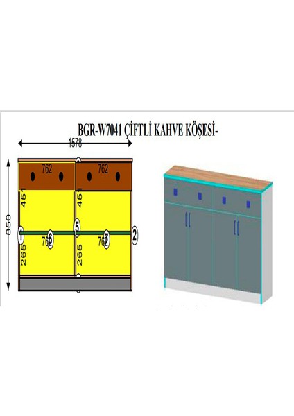 Çiftli Çok Amaçlı Dolap - Kahve Köşesi-Mutfak Standı