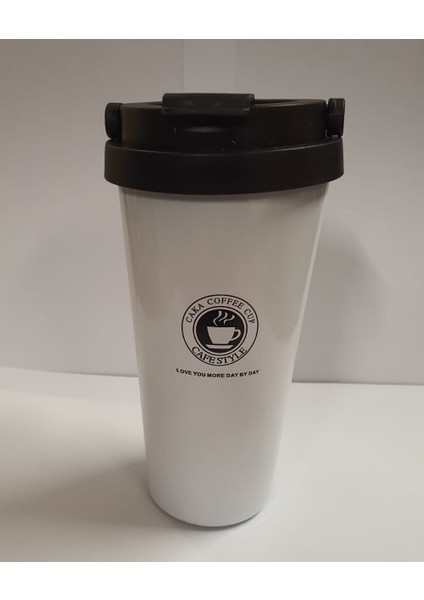 Çift Katman Çelik Kişisel Mug 500 ml Beyaz