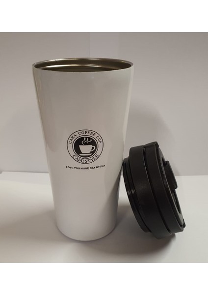 Çift Katman Çelik Kişisel Mug 500 ml Beyaz