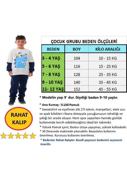 Erkek Çocuk Eşofman Takımı Alt Üst Şardonlu 3 Iplik Pamuk Kışlık Kalın