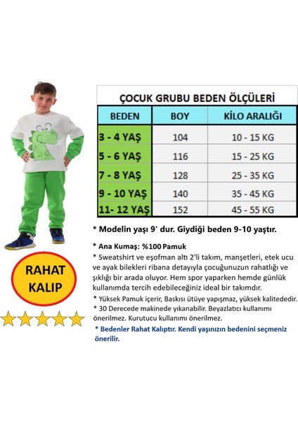 Erkek Çocuk Eşofman Takımı Alt Üst Şardonlu 3 Iplik Pamuk Kışlık Kalın