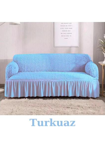 Bürümcük Lastikli Kanepe Örtüsü Likralı Koltuk Örtüsü 3'lü Burumcuk Çekyat Örtüsü 3 Kişilik