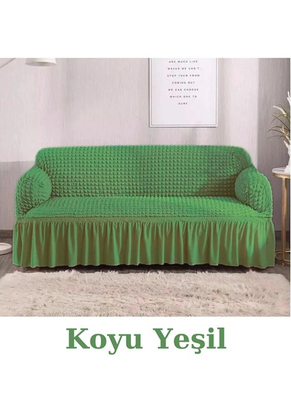 Bürümcük Lastikli Kanepe Örtüsü Likralı Koltuk Örtüsü 3'lü Burumcuk Çekyat Örtüsü 3 Kişilik