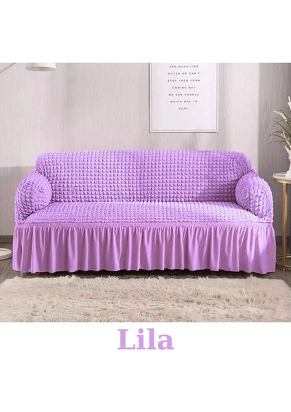 Bürümcük Lastikli Kanepe Örtüsü Likralı Koltuk Örtüsü 3'lü Burumcuk Çekyat Örtüsü 3 Kişilik