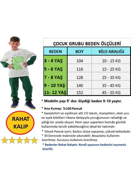 Erkek Çocuk Eşofman Takımı Alt Üst Şardonlu 3 Iplik Pamuk Kışlık Kalın