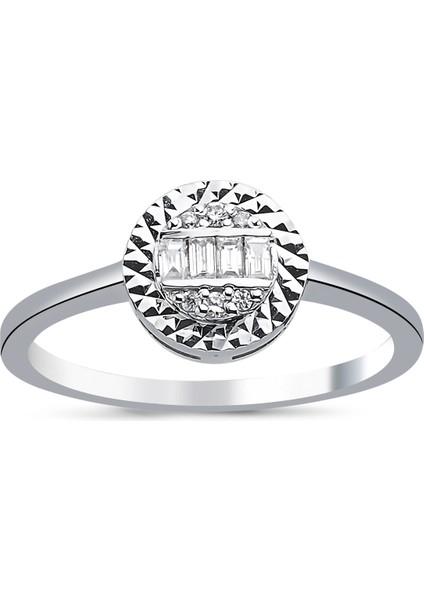 0.12 Ct F-G Vs-Si 2.05 gr 14 K Jwd Baget Yüzük