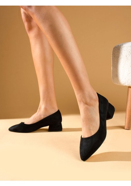Leon Siyah Süet Topuklu Kadın Ayakkabı fiyatları