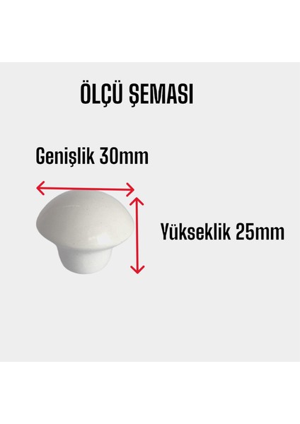 Beyaz Mantar Düğme Kulp Mobilya Çekmece Dolap Kapak Kulbu Metal Kulp Aksesuarları Vidalı