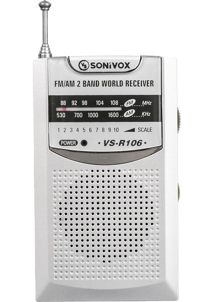 Sonivox VS-R106 Gümüş Renk Cep Tipi Mini Analog Fm Radyo Deprem Çantasına Uygun