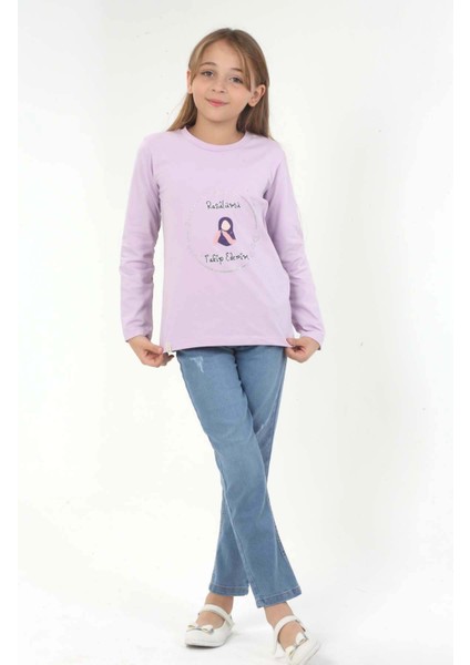 Kız Çocuk Uzun Kollu Tişörtıslami Hijab Baskılı modelleri