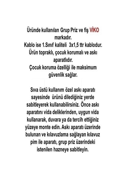 Multi-Let Siyah 3'lü 1 Metre Topraklı Çocuk Korumalı Kablolu Grup Priz