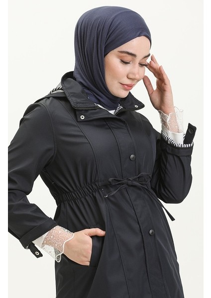 9003 Bycoolest Butik Bondit Kumaş Kısa Boy Trençkot modelleri