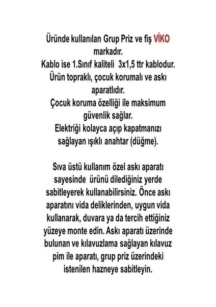 Multi-Let Siyah 3lü Anahtarlı 5 Metre Topraklı Çocuk Korumalı Kablolu Grup Priz