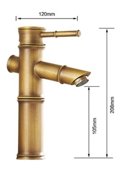 Bambu Model Rustik Antik Lavabo Bataryası Banyo Musluğu Eskitme Lavabo Armatür Otantik Bakır Görünüm indirimleri