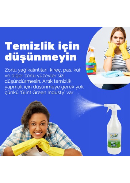 Green Industry 12 x 1 Lt. %100 Bitkisel Çok Amaçlı %100 Bitkisel Mutfak Ocak Aspiratör Ağır Yağ Kir Temizleyici Sprey