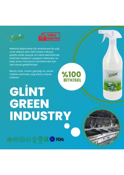 Green Industry 1 Litre %100 Bitkisel Ağır Yağ Çözücü Fırın Temizleme Spreyi