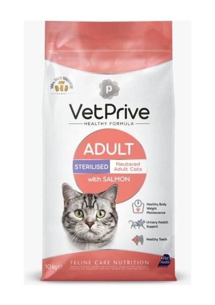 Vet Prive Sterilised Somonlu Yetişkin Kısırlaştırılmış Kedi Maması 1.5 kg