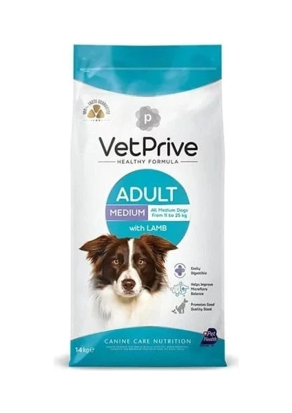 Vet Prive Adult Kuzu Etli Orta Irk Yetişkin Köpek Maması 14 kg