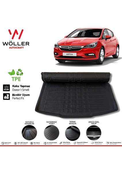 Opel Astra K Bagaj Havuzu 2015 2021 Arası 3D Wöller Ultraflex Esnek