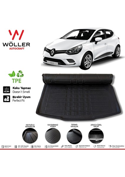 Renault Clio 4 Bagaj Havuzu 2012 2019 Arası 3D Wöller Ultraflex Esnek