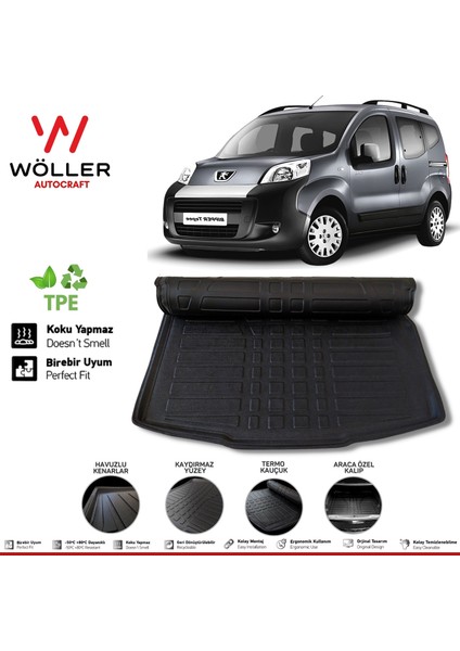 Peugeot Bipper Bagaj Havuzu 2007 2020 Arası 3D Wöller Ultraflex Esnek