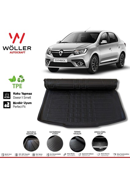 Renault Symbol Bagaj Havuzu 2013 2020 Arası 3D Wöller Ultraflex Esnek