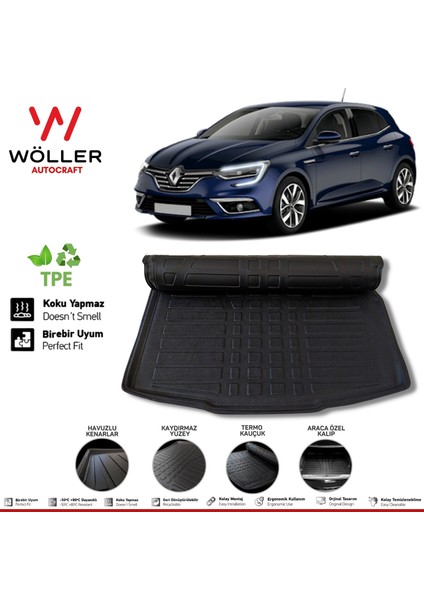 Renault Megane 4 Hb Bagaj Havuzu 2016 2021 Arası 3D Wöller Ultraflex Esnek