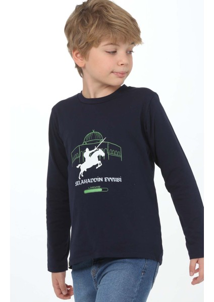 Erkek Çocuk Uzun Kollu Tişört Kudüs Mescid-I Aksa Selahaddin Eyyubi Baskılı fiyatları