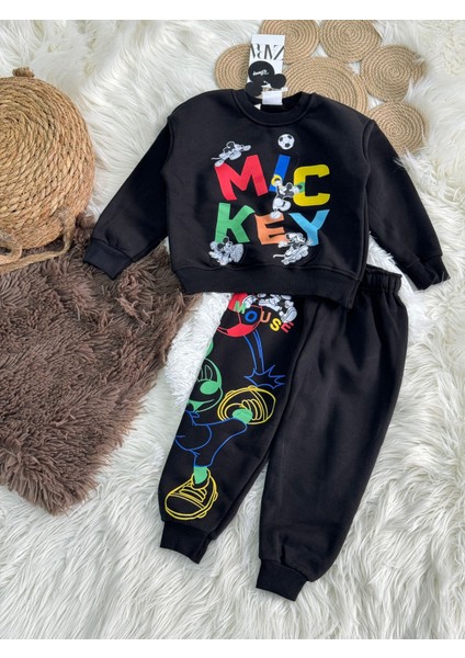 Babyaden 3 Iplik Dokuma Şardonsuz Mickey Baskılı Erkek Çocuk Takım kalıp küçüktür fiyatları